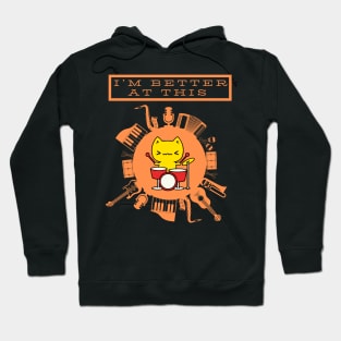 Funny Cat playing drums Hoodie